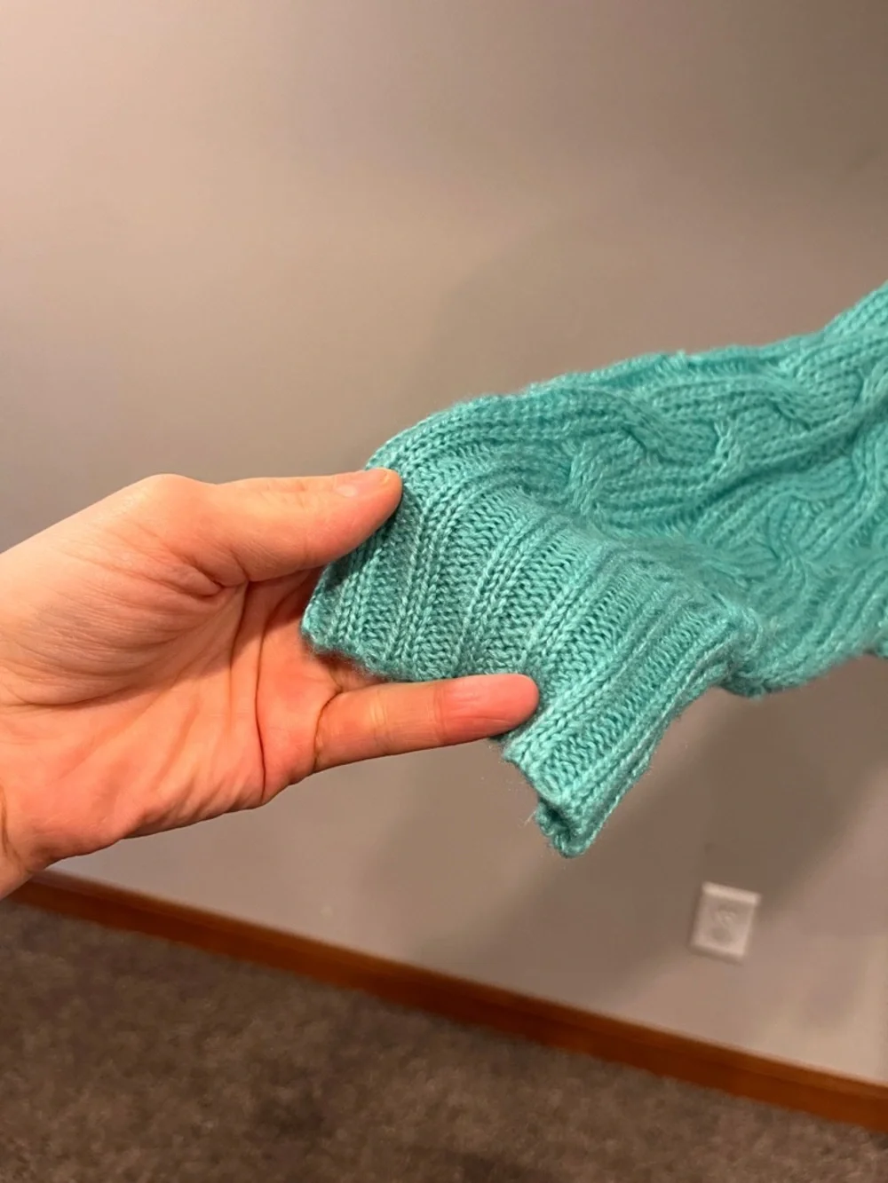 LuLaRoe oversized Teal Cable-Knit Cardigan with Gray Trim size‎ medium